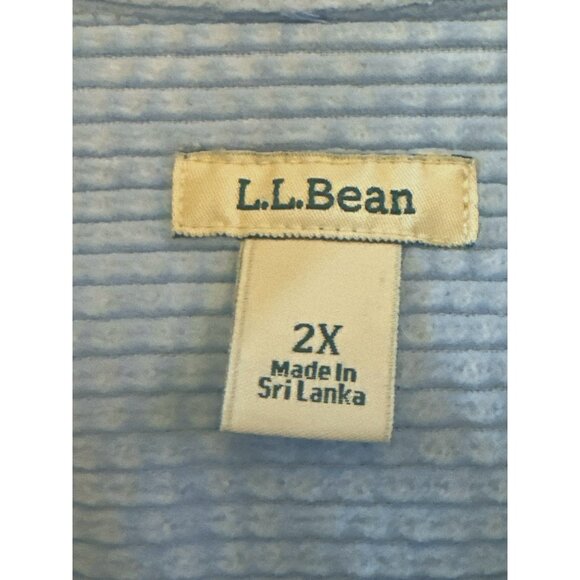 L.L.Bean 2X Light Blue Corduroy Button-Up Shirt 100% Cotton - Picture 4 of 5